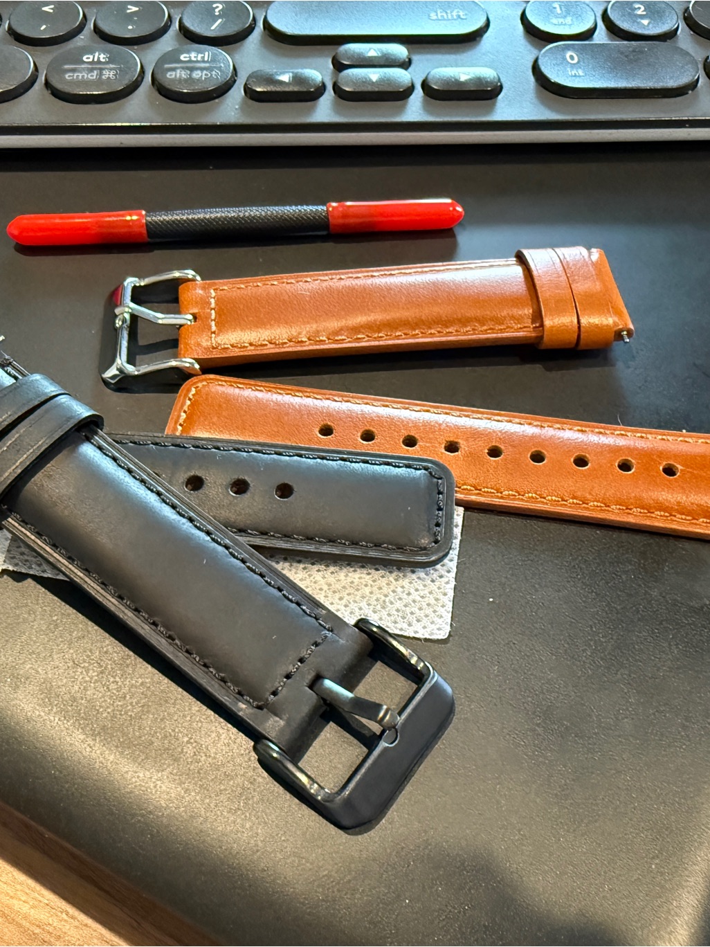 Interchangeable Leather Watch Straps  Black  Tan